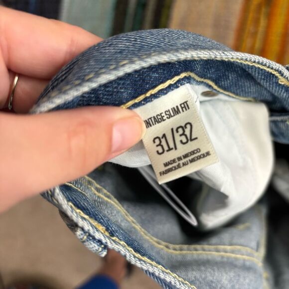 BDG Blue Straight Jeans with Distressed Details VINTAGE SLIM FIT urban outfitter - Picture 3 of 8